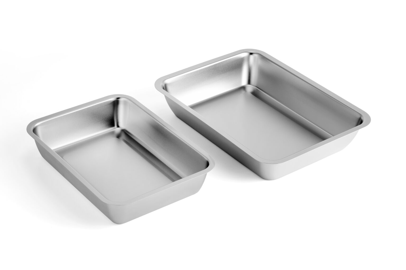 Stainless Steel Baking Trays Set Stainless steel baking trays with a sleek, durable finish for professional and home kitchens.