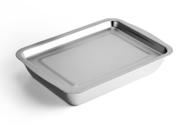 Stainless steel baking tray for professional and home use, durable and easy to clean. Perfect for ba.