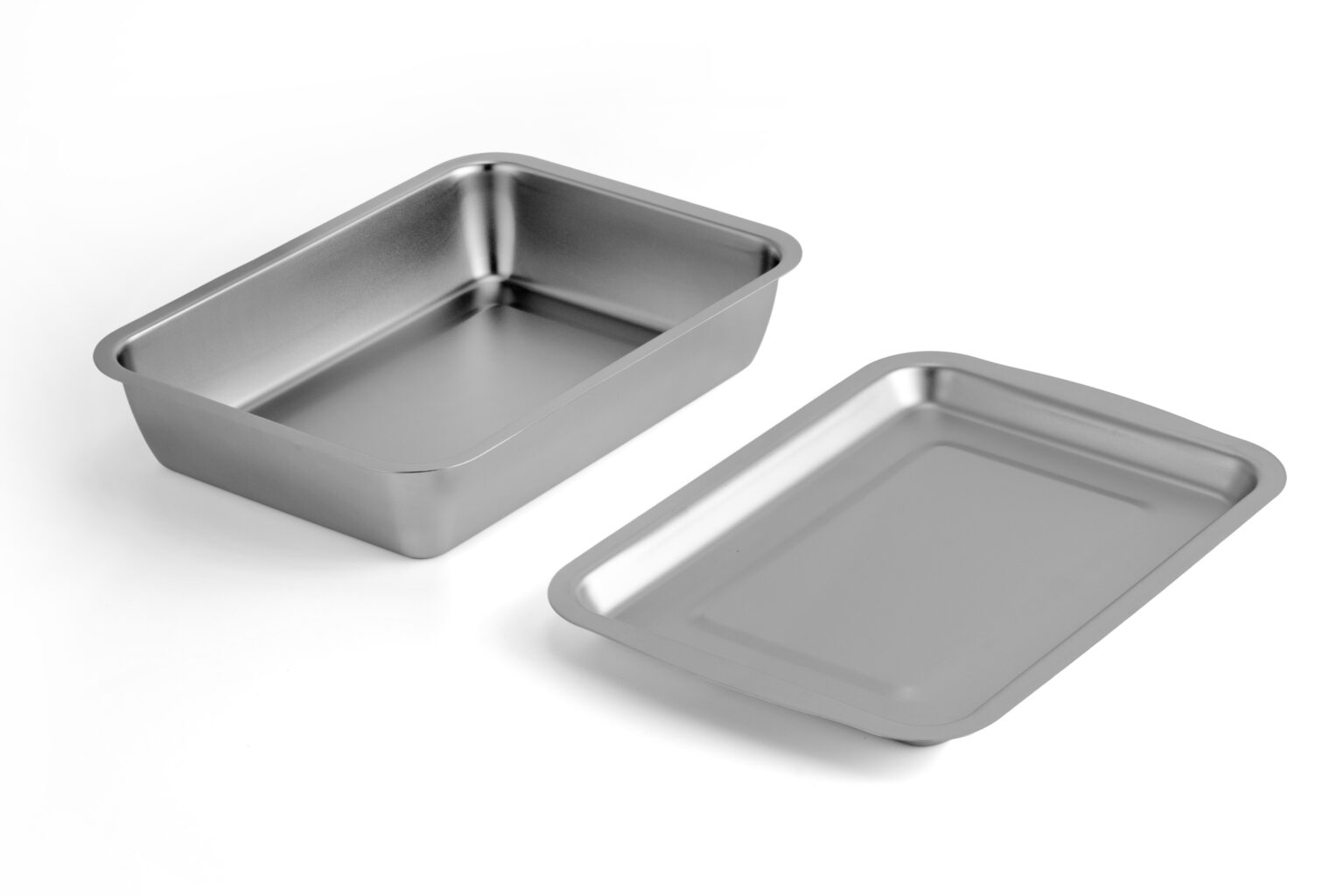 Stainless steel baking trays for professional and home use. Durable, rust-resistant, and easy to cle.