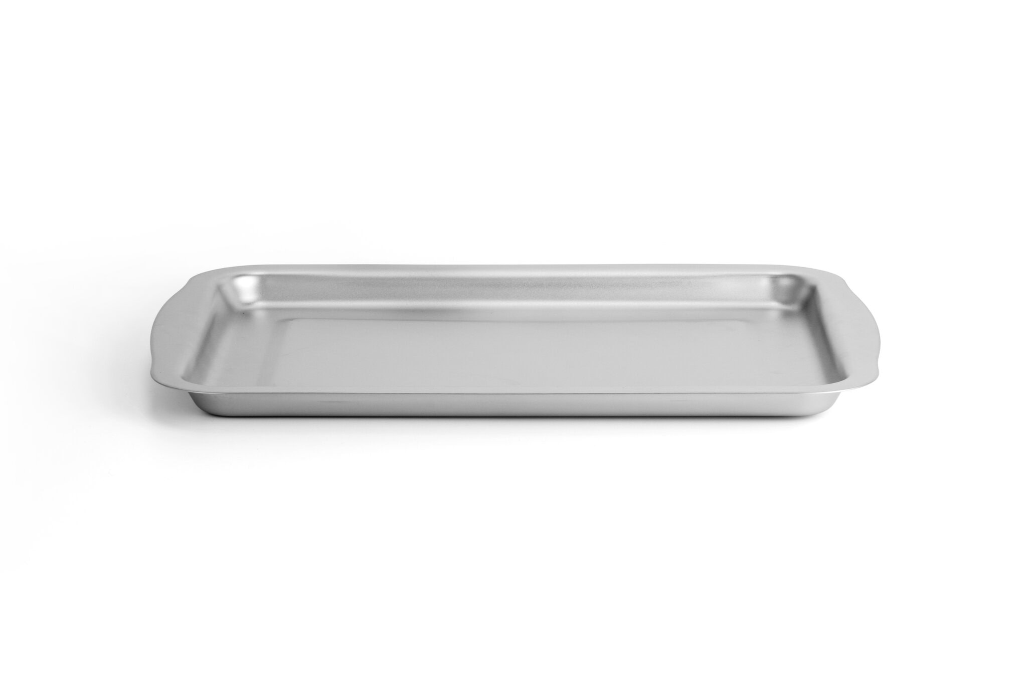 Stainless steel serving tray for food presentation and catering.