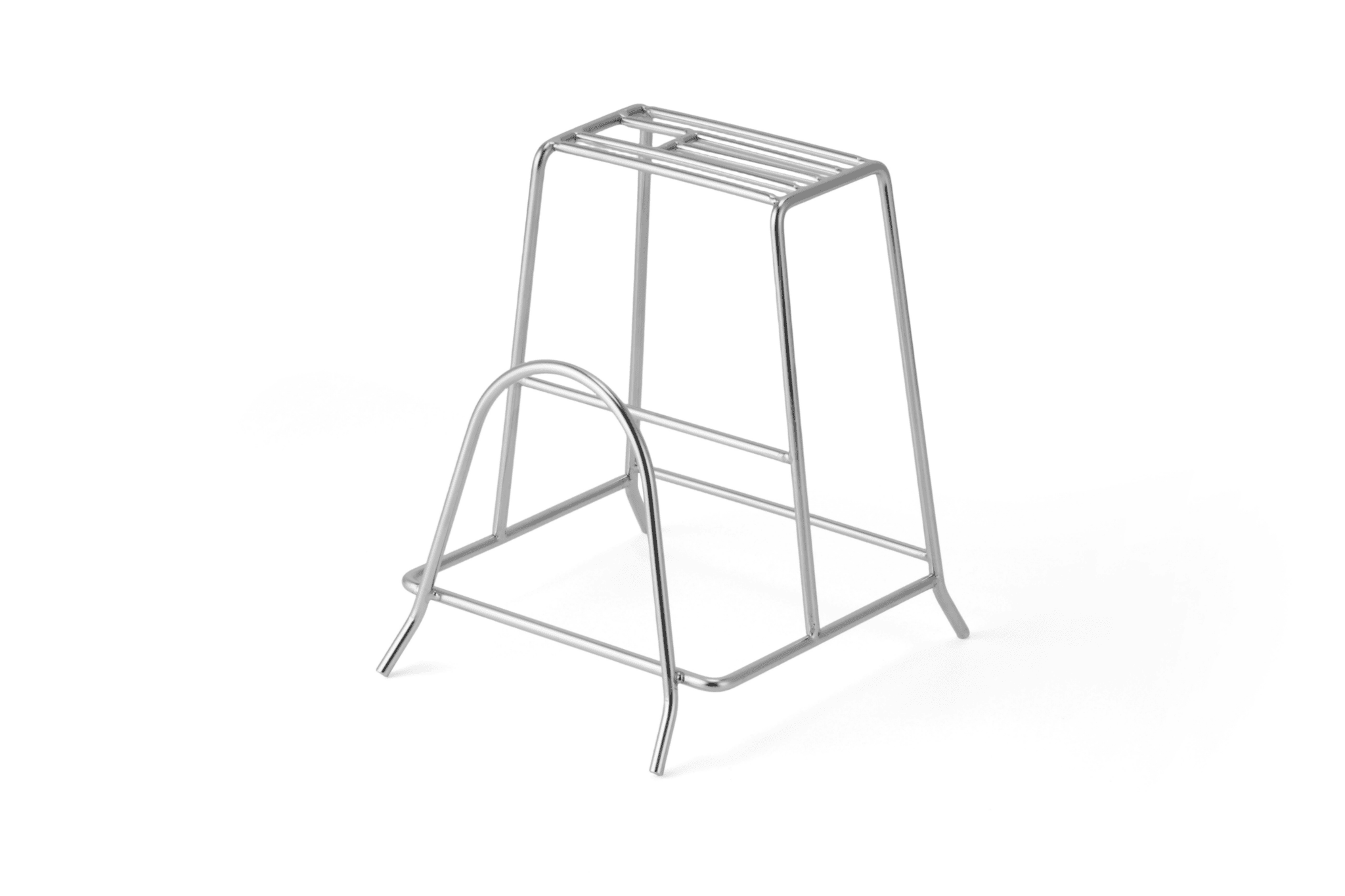 Stainless steel dish drying rack for kitchen, durable and rust-resistant.