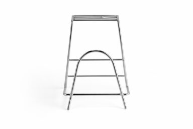 Durable stainless steel step stool with three steps for easy access.