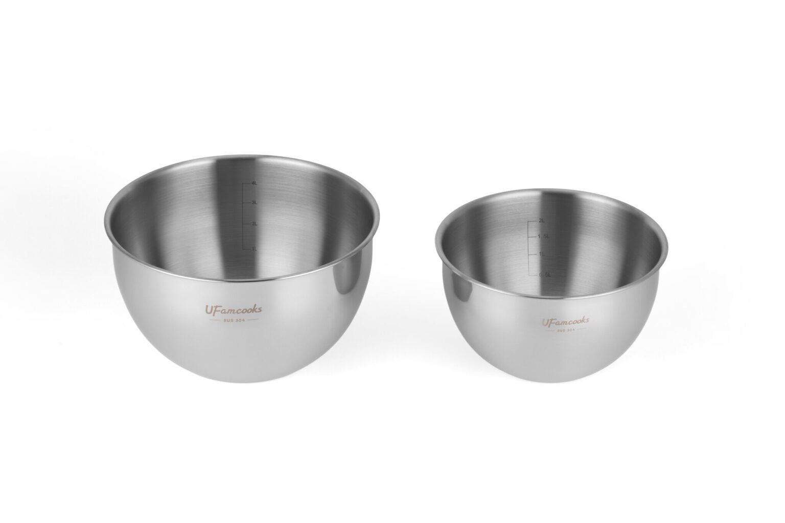 Stainless steel mixing bowls for kitchen use, durable and rust-resistant. Perfect for cooking and ba.