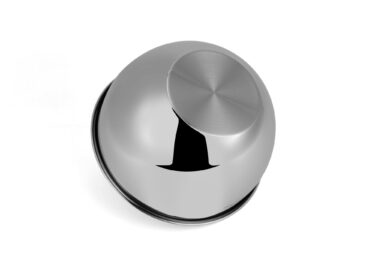 Stainless steel lid for cookware, durable and sleek kitchen accessory.