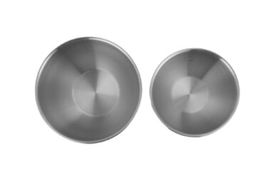 Stainless steel mixing bowls in various sizes for kitchen use. Durable, rust-resistant, and easy to.