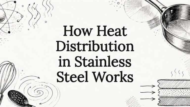 Stainless steel cookware demonstrating heat distribution and cooking process.