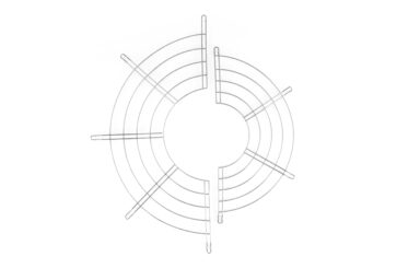Stainless steel kitchenware rack for organized storage and display.