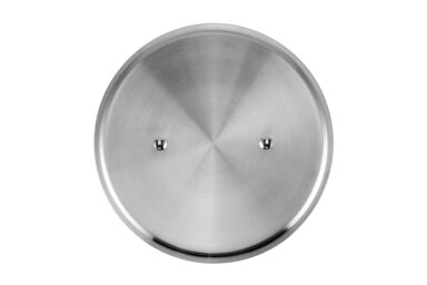 High-quality stainless steel pot lid with vent holes for kitchen use.
