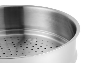 Stainless steel steamer basket for cooking and steaming food efficiently. Durable and easy to clean.
