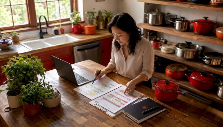 Compliance officer reviewing kitchenware certification