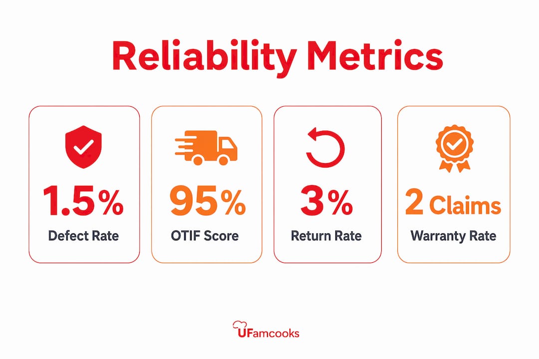 Infographic showing key product reliability metrics